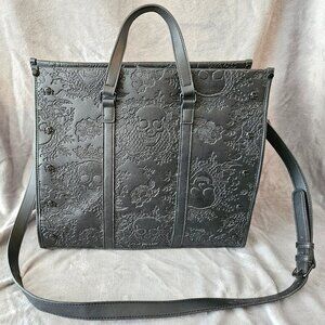 Rare Betsey Johnson Skull Embossed Briefcase - Black